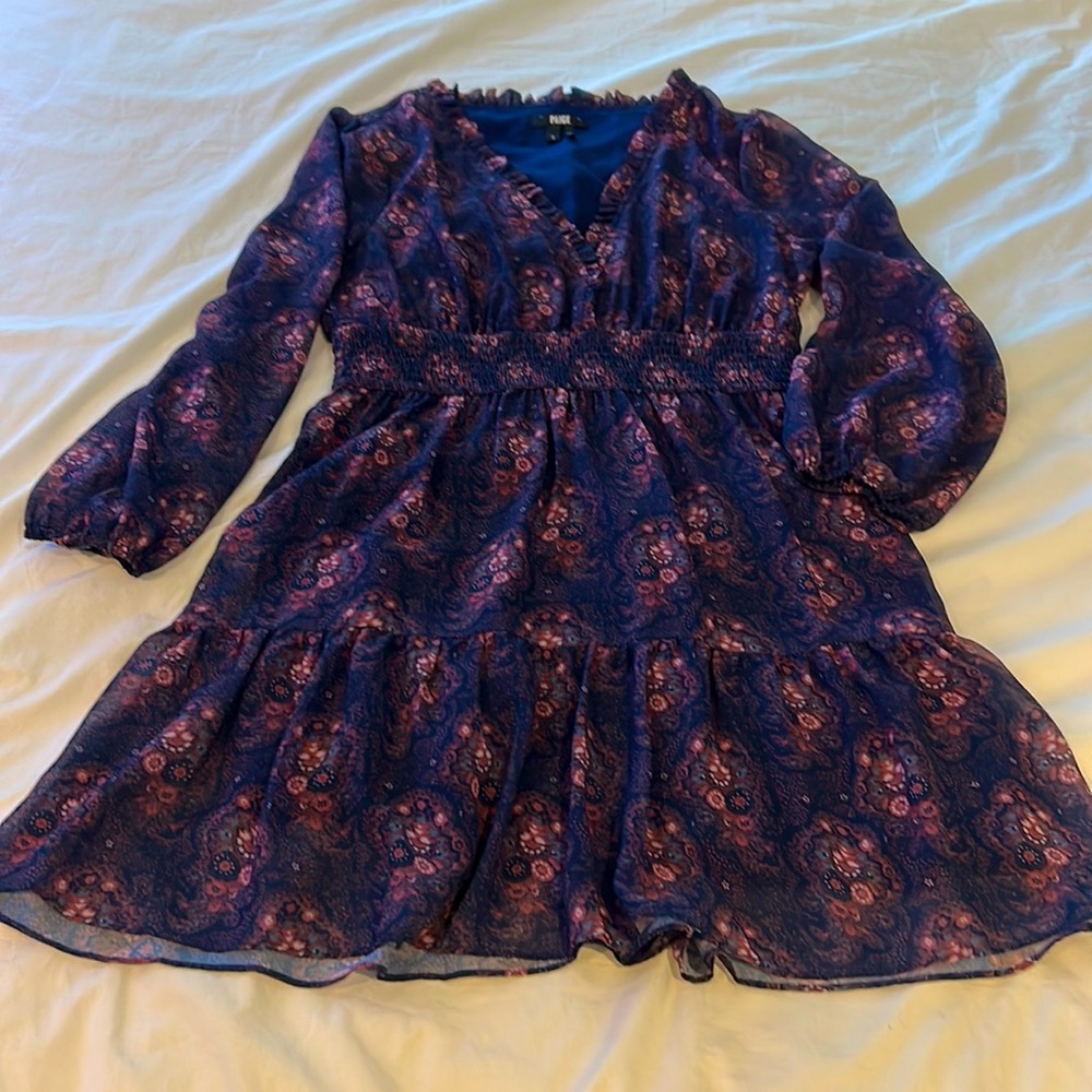 Paige long sleeve mini dress with v neck